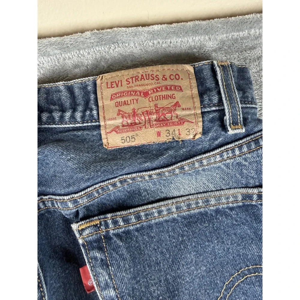 Vtg Levis 505 Regular Fit Jeans Mens 34x32 Canada Red Tab Denim